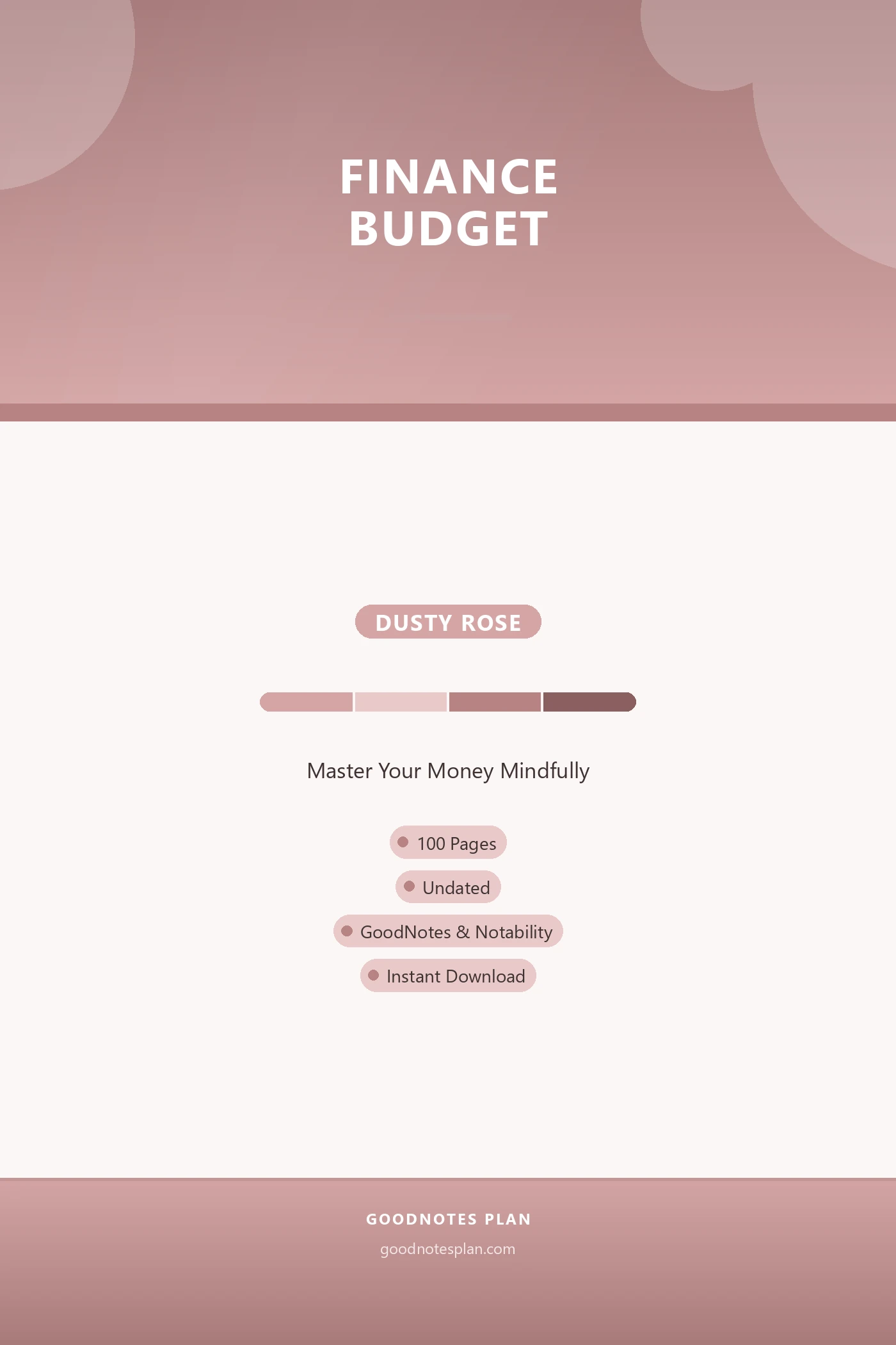 Finance Budget — Dusty Rose — undated digital planner cover