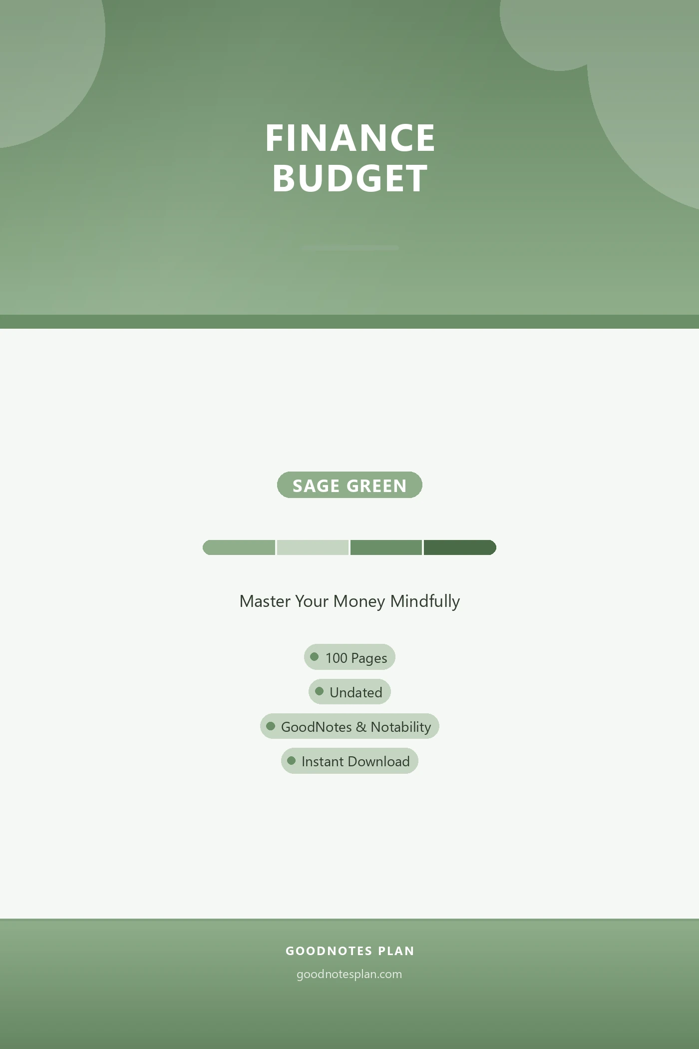 Finance Budget — Sage Green — undated digital planner cover