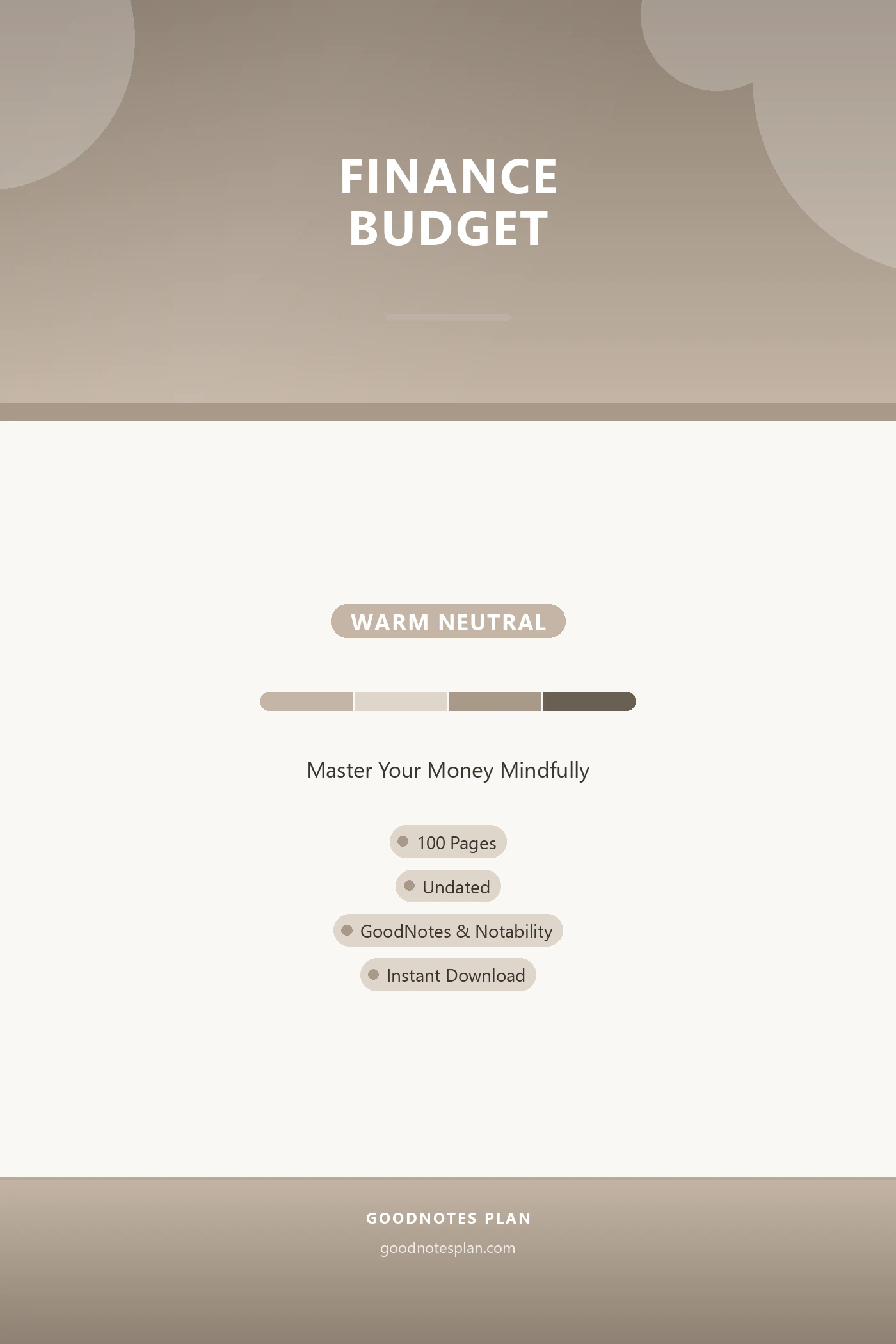 Finance Budget — Warm Neutral — undated digital planner cover