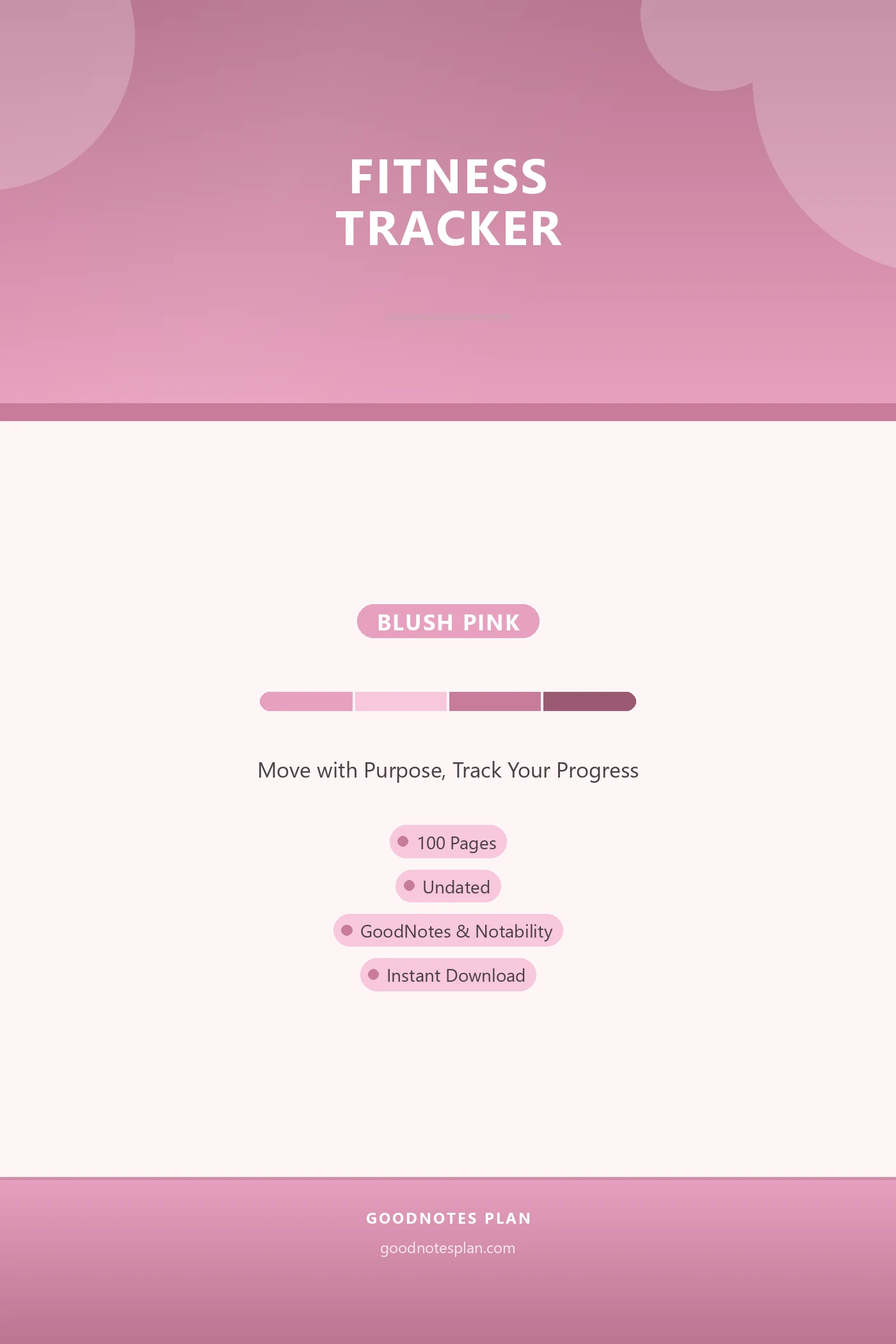 Fitness Tracker — Blush Pink — undated digital planner cover