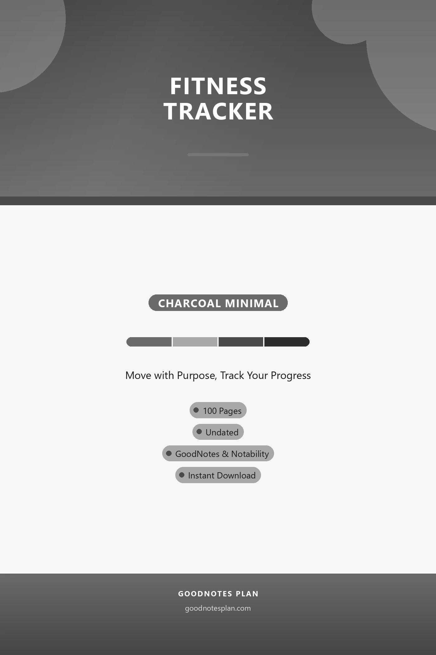 Fitness Tracker — Charcoal Minimal — undated digital planner cover