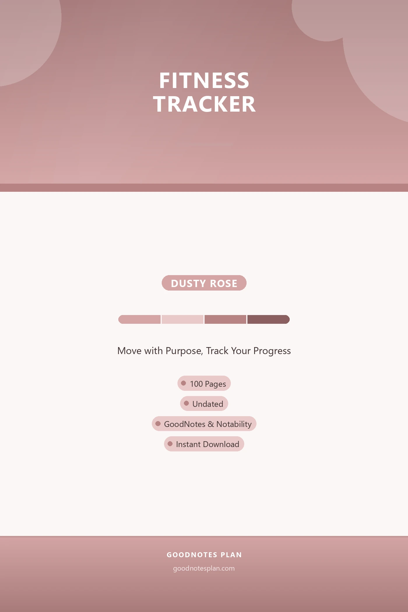 Fitness Tracker — Dusty Rose — undated digital planner cover