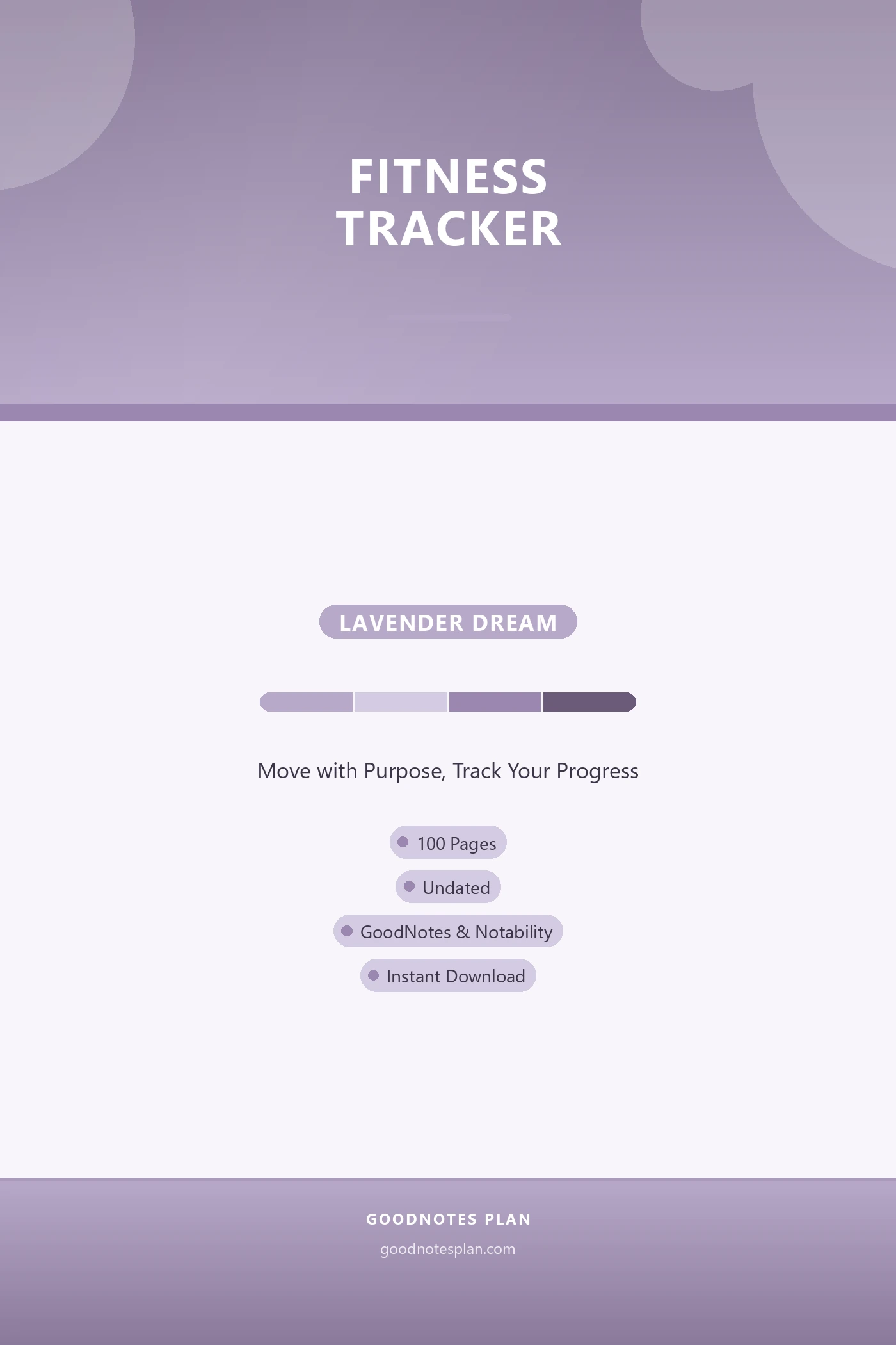 Fitness Tracker — Lavender Dream — undated digital planner cover