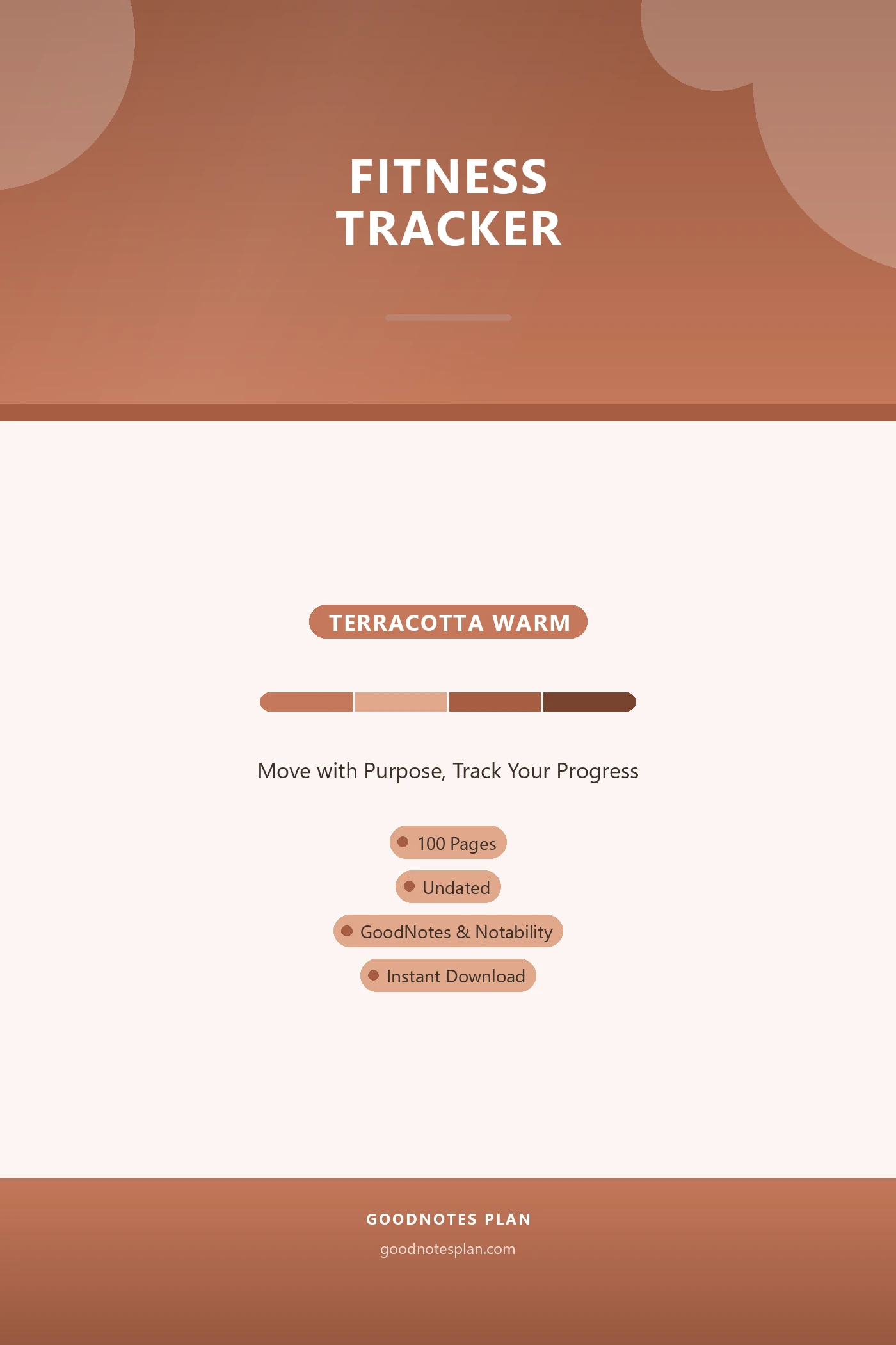 Fitness Tracker — Terracotta Warm — undated digital planner cover