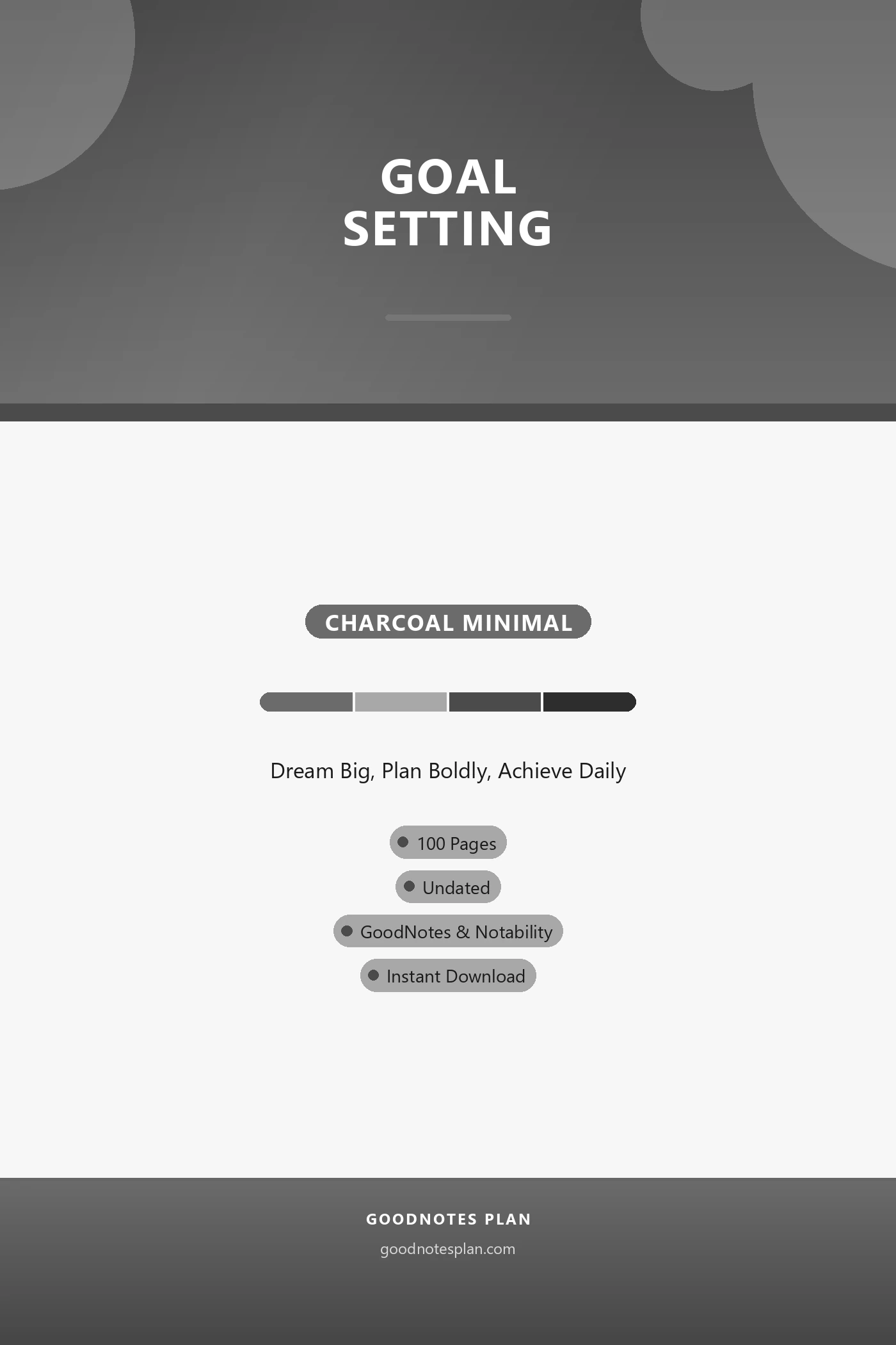 Goal Setting — Charcoal Minimal — undated digital planner cover