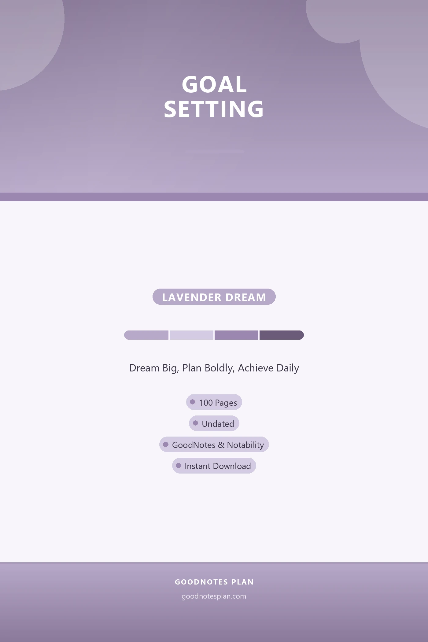 Goal Setting — Lavender Dream — undated digital planner cover