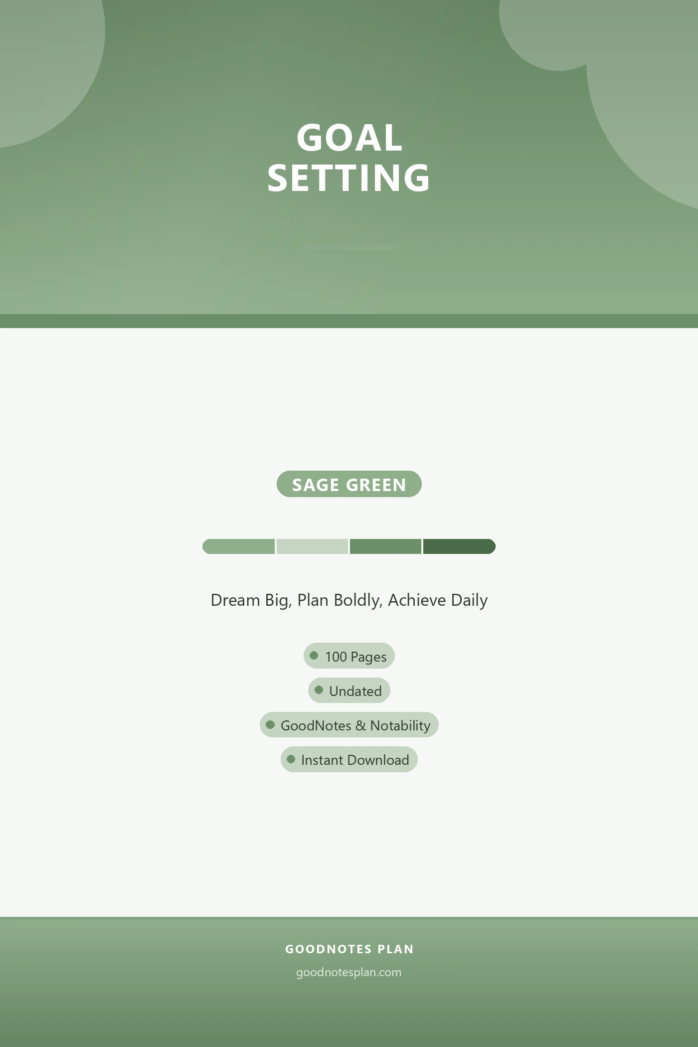Goal Setting — Sage Green — undated digital planner cover
