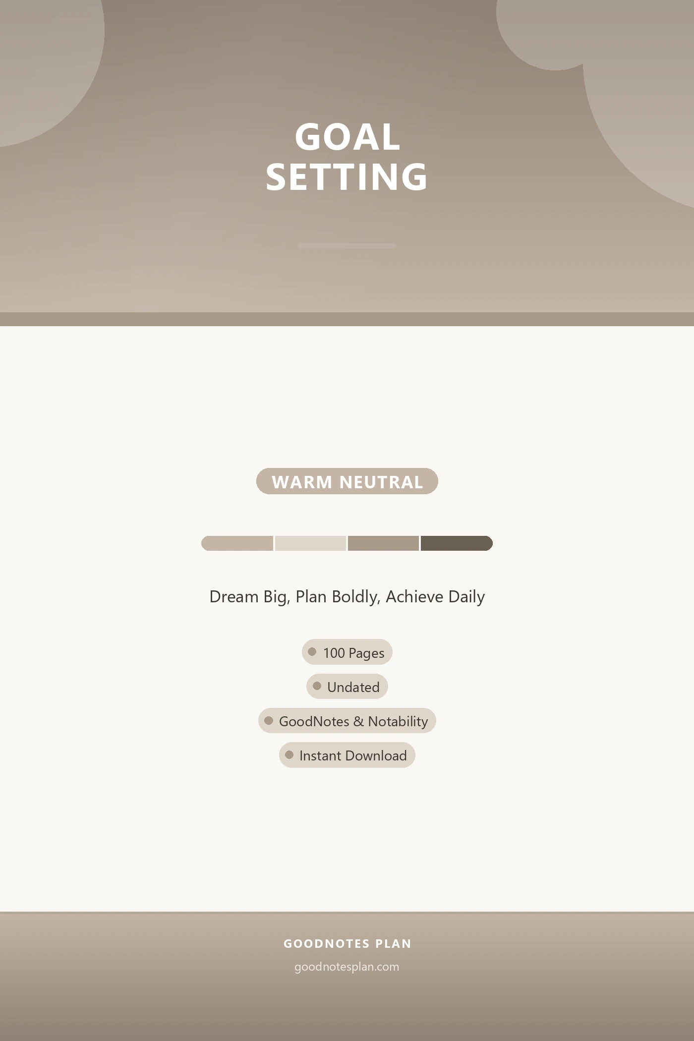 Goal Setting — Warm Neutral — undated digital planner cover