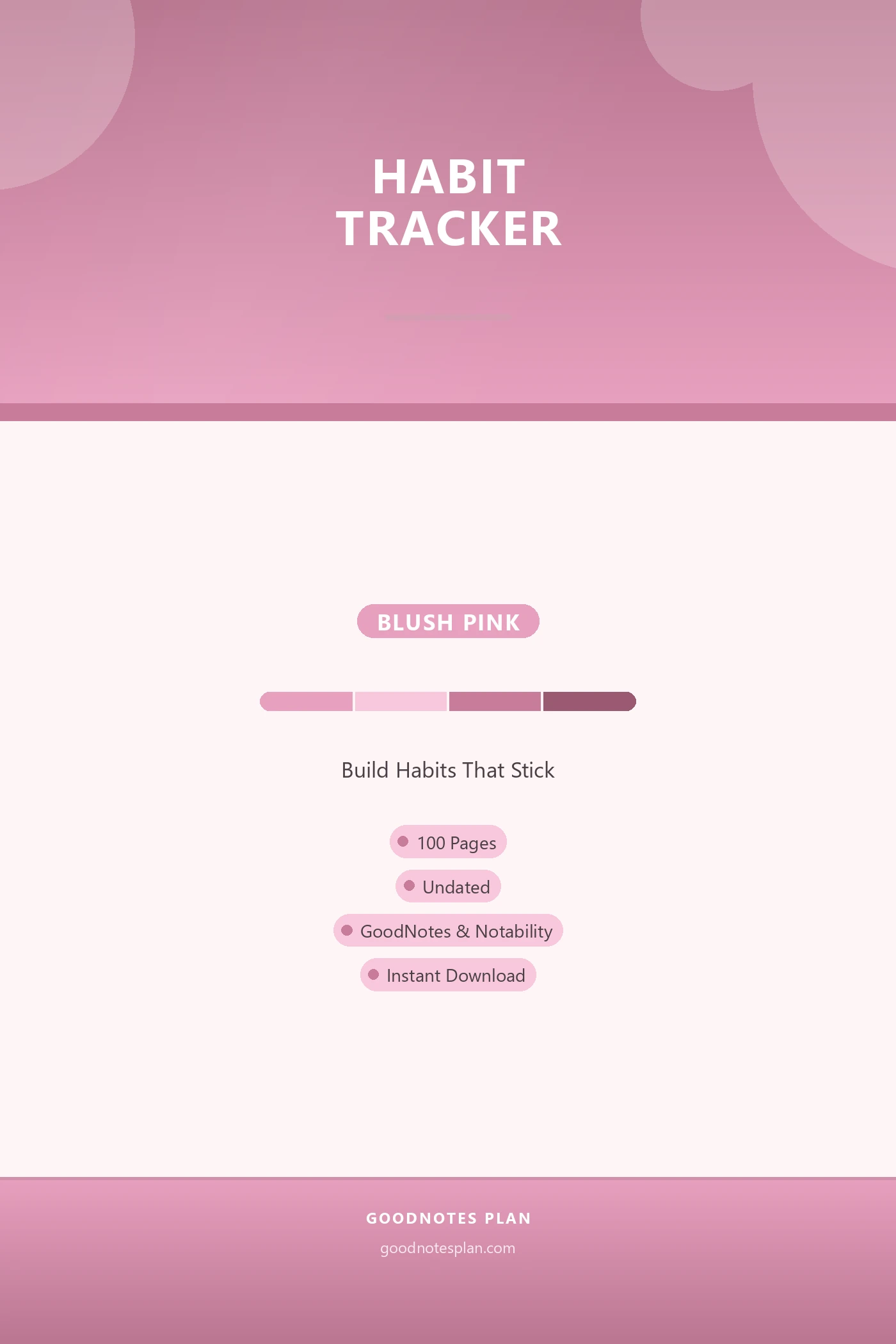 Habit Tracker — Blush Pink — undated digital planner cover