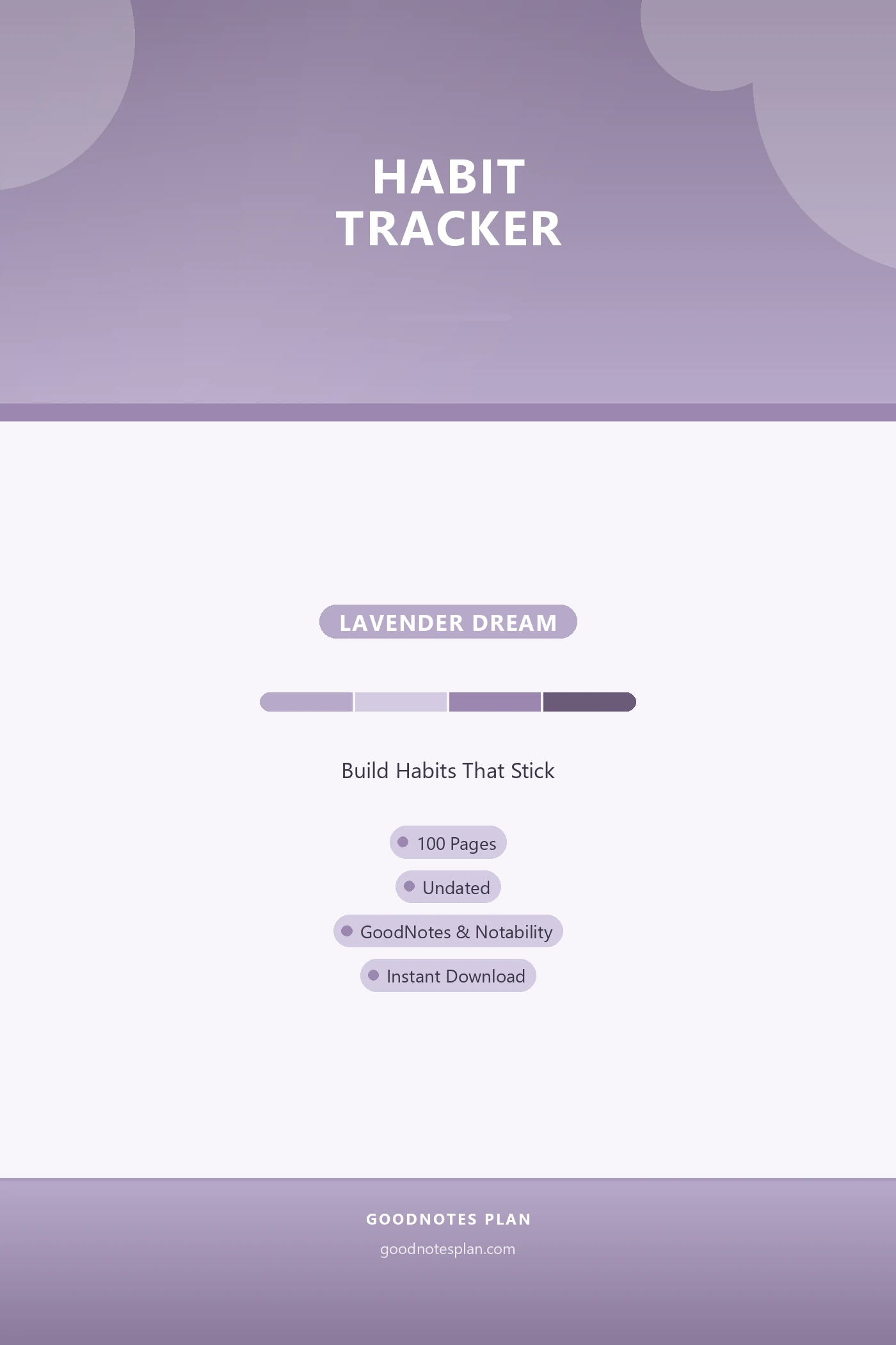 Habit Tracker — Lavender Dream — undated digital planner cover