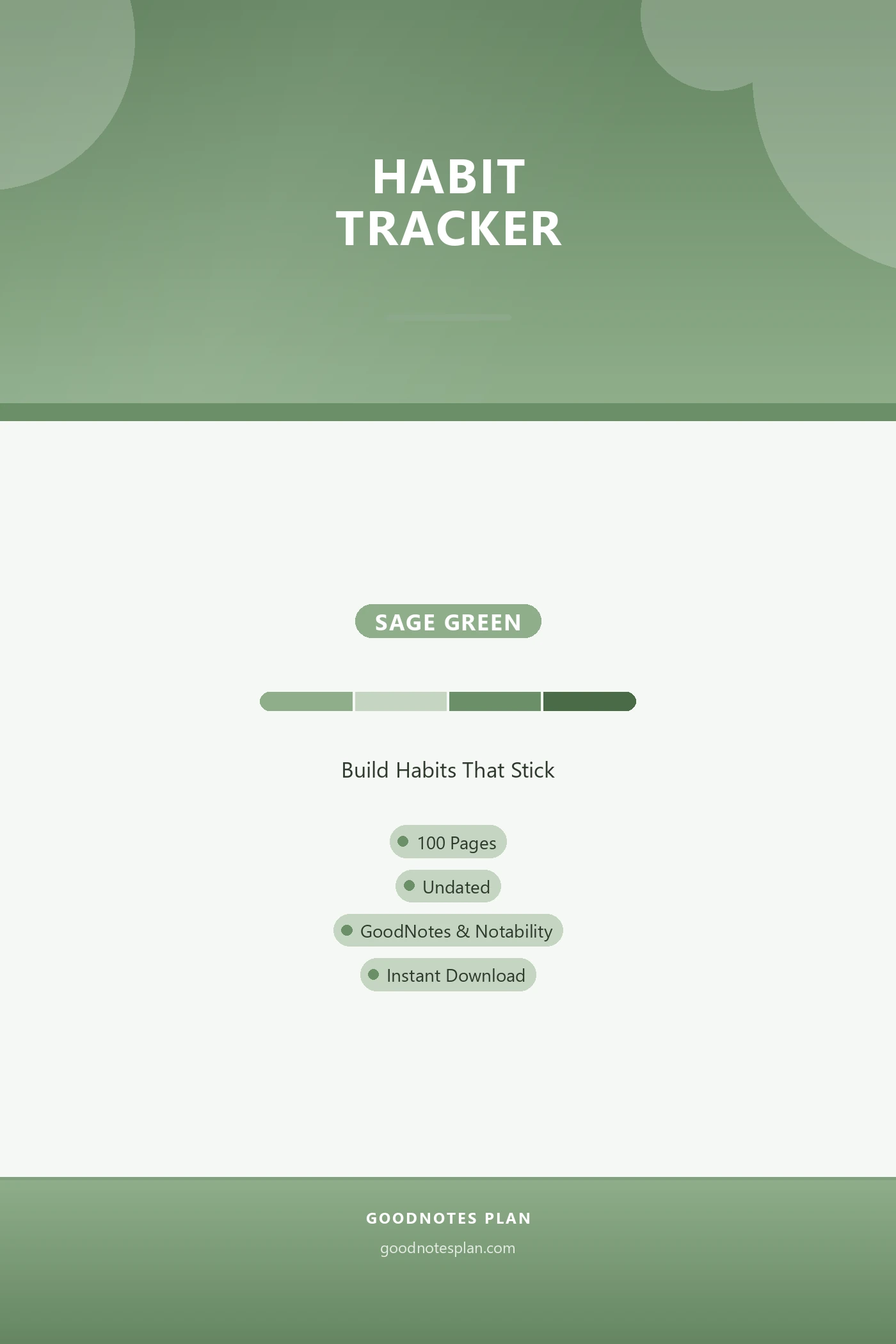Habit Tracker — Sage Green — undated digital planner cover