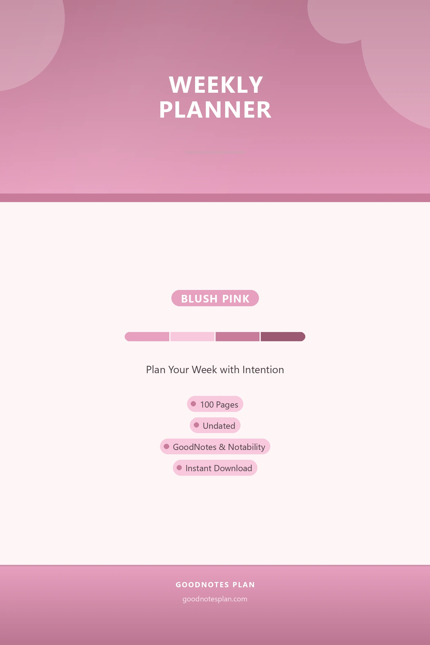 Weekly Planner — Blush Pink — undated digital planner cover