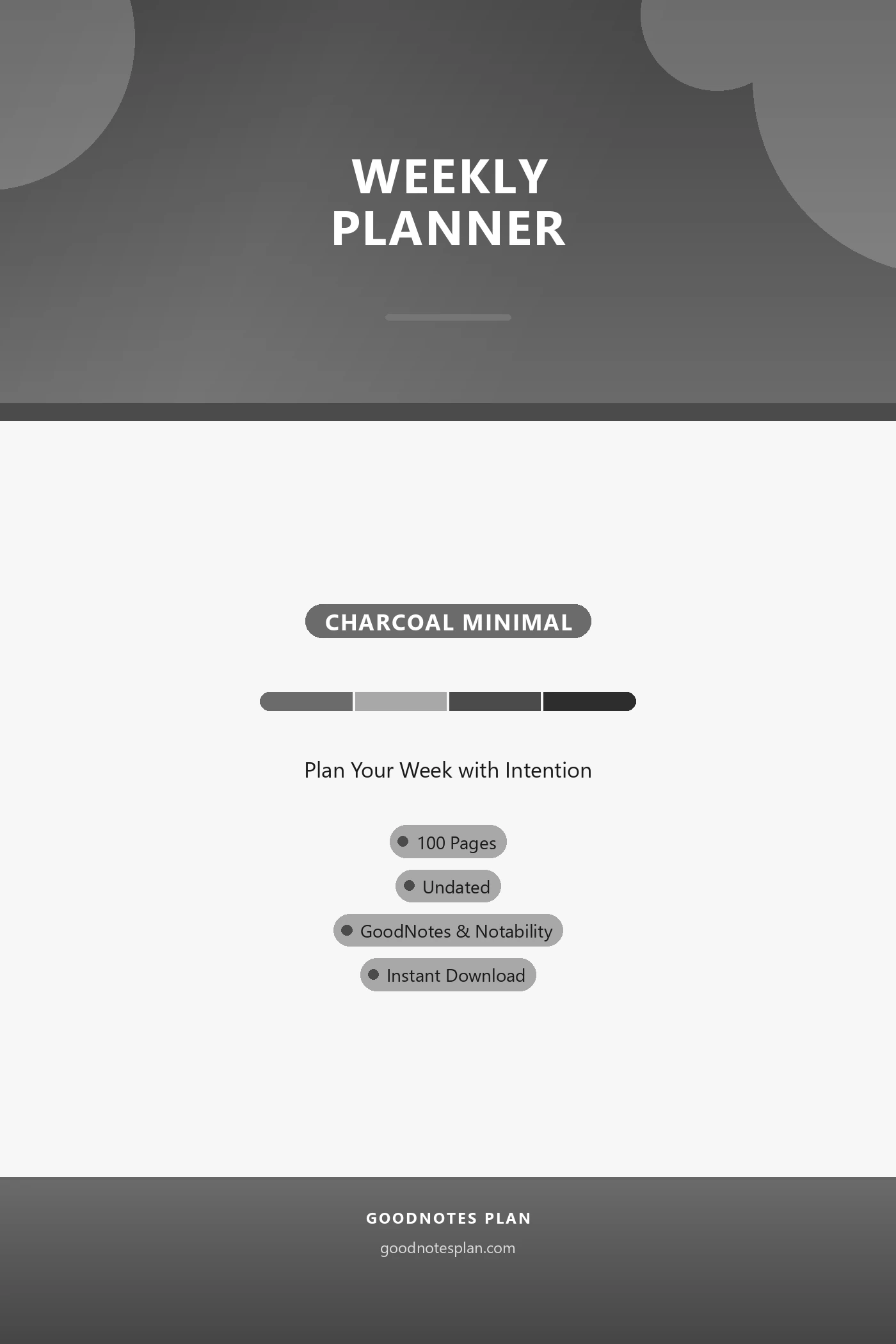 Weekly Planner — Charcoal Minimal — undated digital planner cover