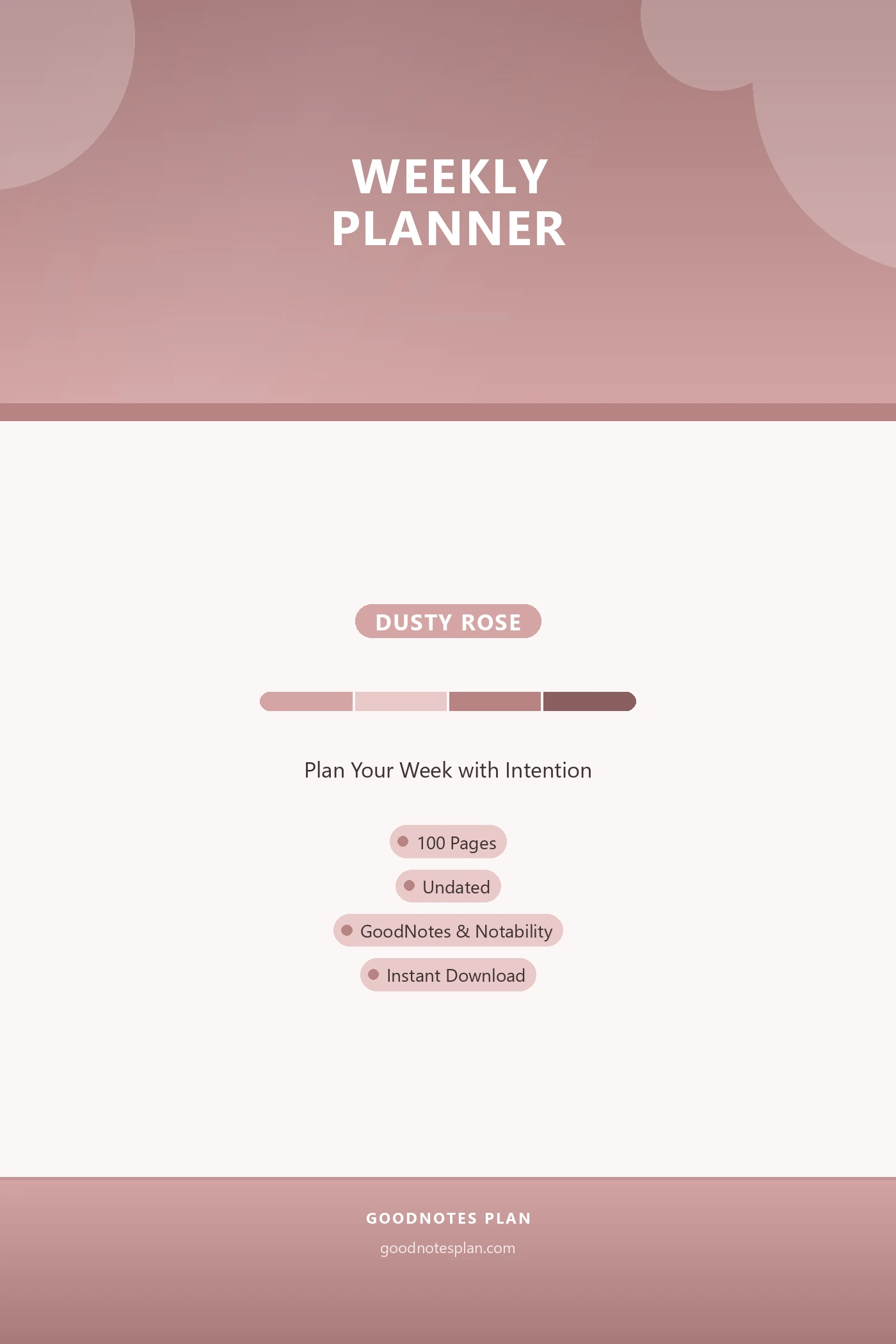 Weekly Planner — Dusty Rose — undated digital planner cover
