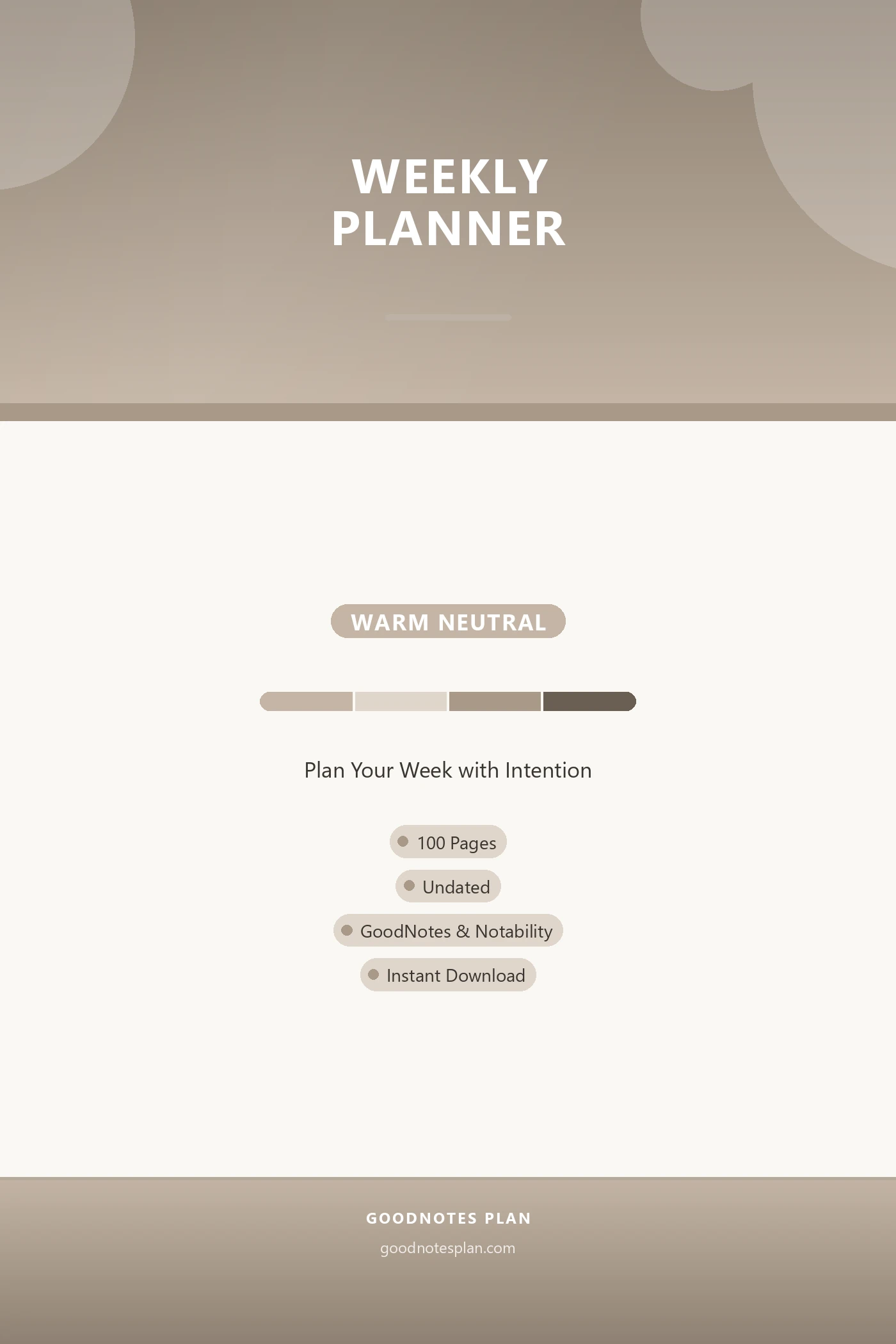 Weekly Planner — Warm Neutral — undated digital planner cover
