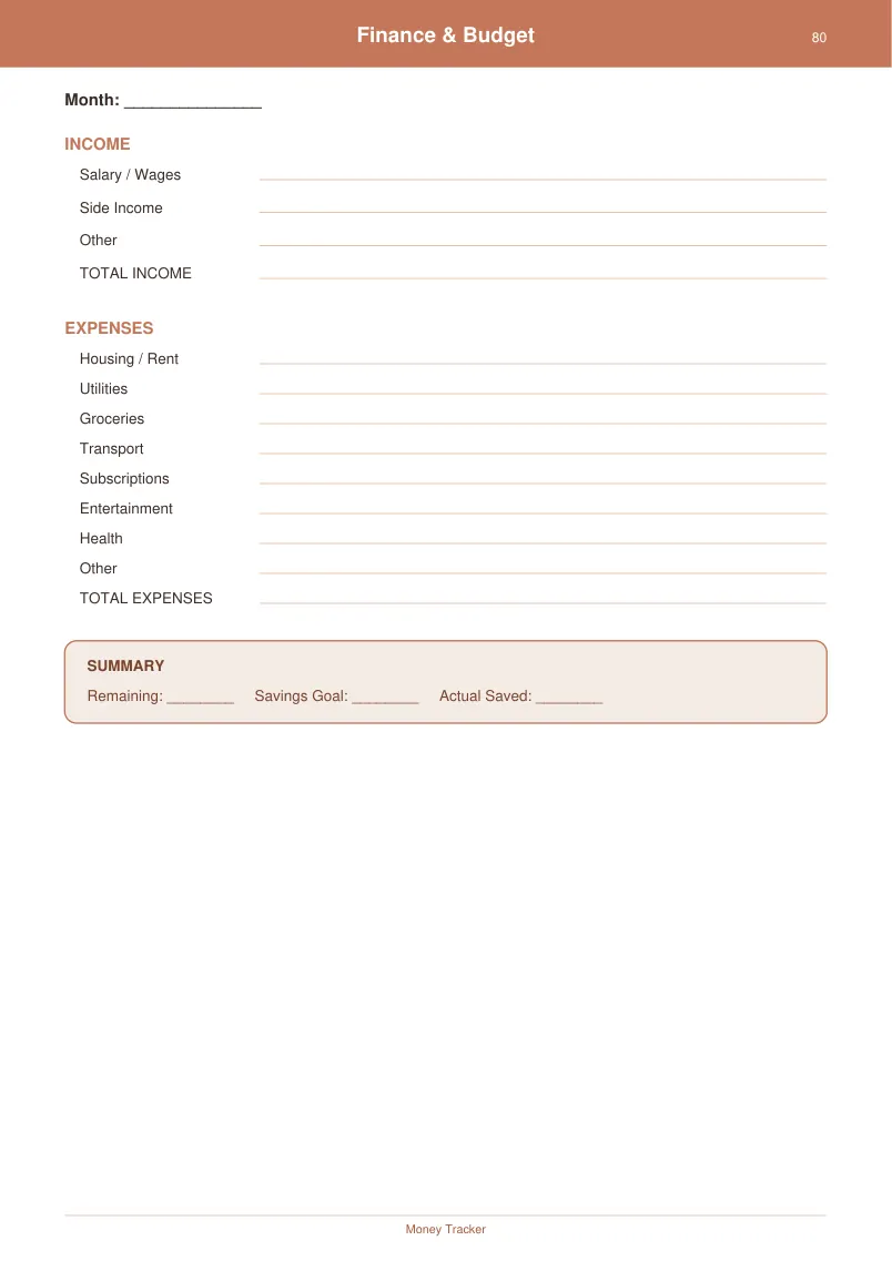 Finance Budget — Terracotta Warm — page 4 preview