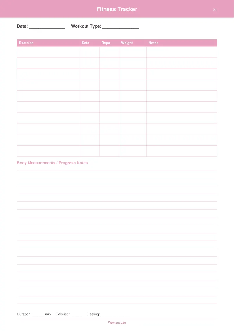 Fitness Tracker — Blush Pink — page 1 preview
