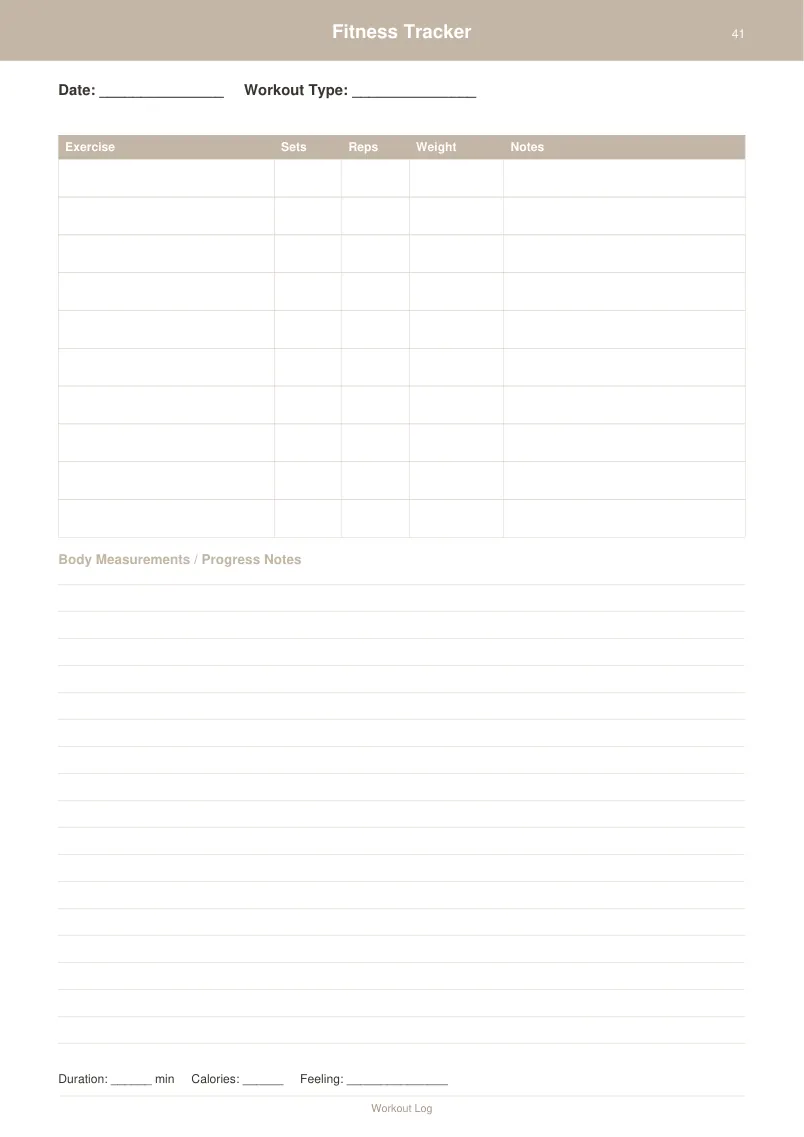Fitness Tracker — Warm Neutral — page 2 preview