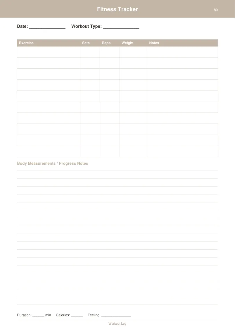 Fitness Tracker — Warm Neutral — page 4 preview