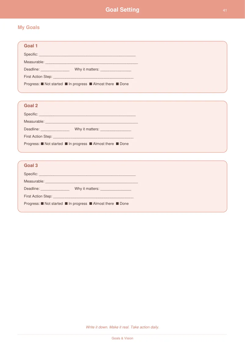 Goal Setting — Coral Sunset — page 2 preview