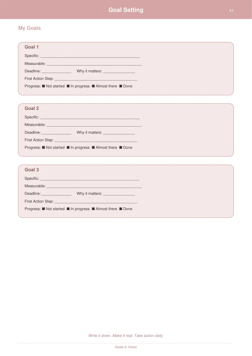 Goal Setting — Dusty Rose — page 2 preview