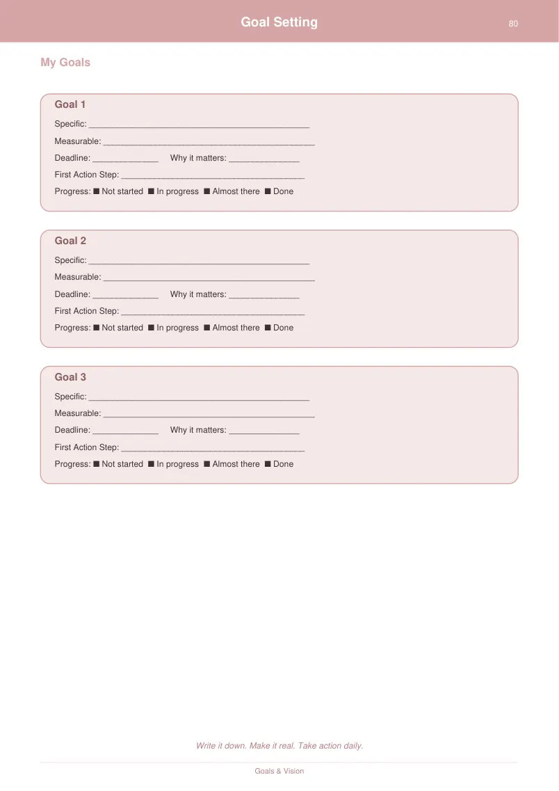 Goal Setting — Dusty Rose — page 4 preview