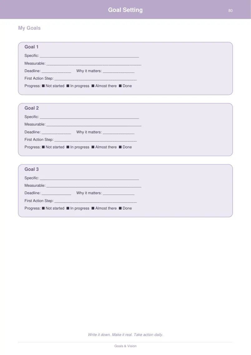 Goal Setting — Lavender Dream — page 4 preview