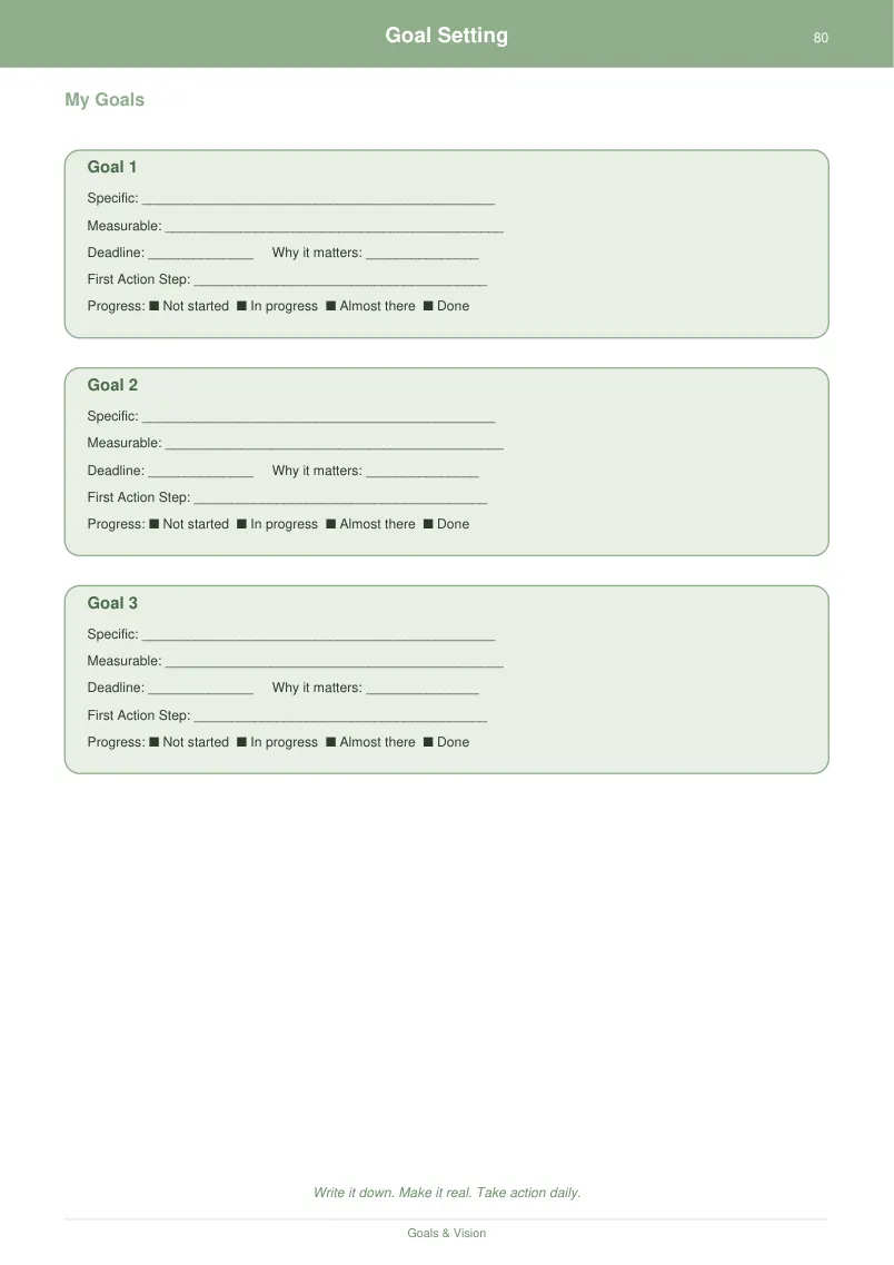 Goal Setting — Sage Green — page 4 preview