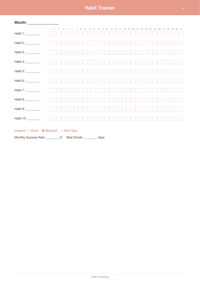 Habit Tracker — Coral Sunset — page 2 preview
