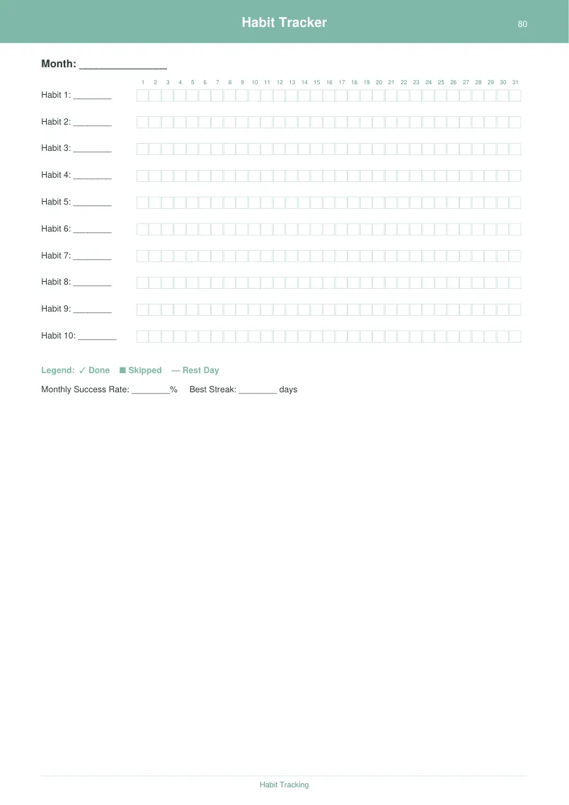 Habit Tracker — Mint Fresh — page 4 preview