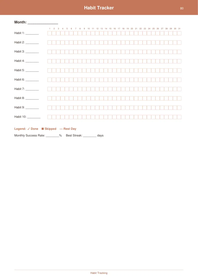 Habit Tracker — Terracotta Warm — page 4 preview