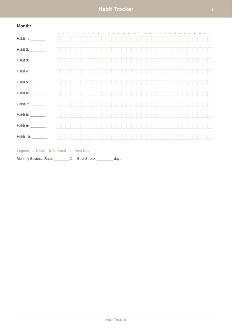 Habit Tracker — Warm Neutral — page 2 preview
