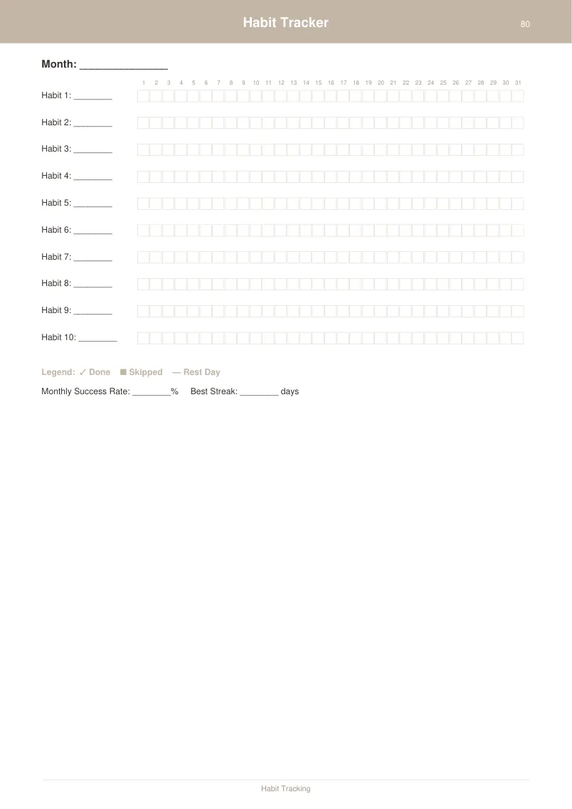 Habit Tracker — Warm Neutral — page 4 preview