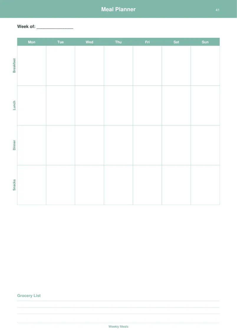Meal Planner — Mint Fresh — page 2 preview