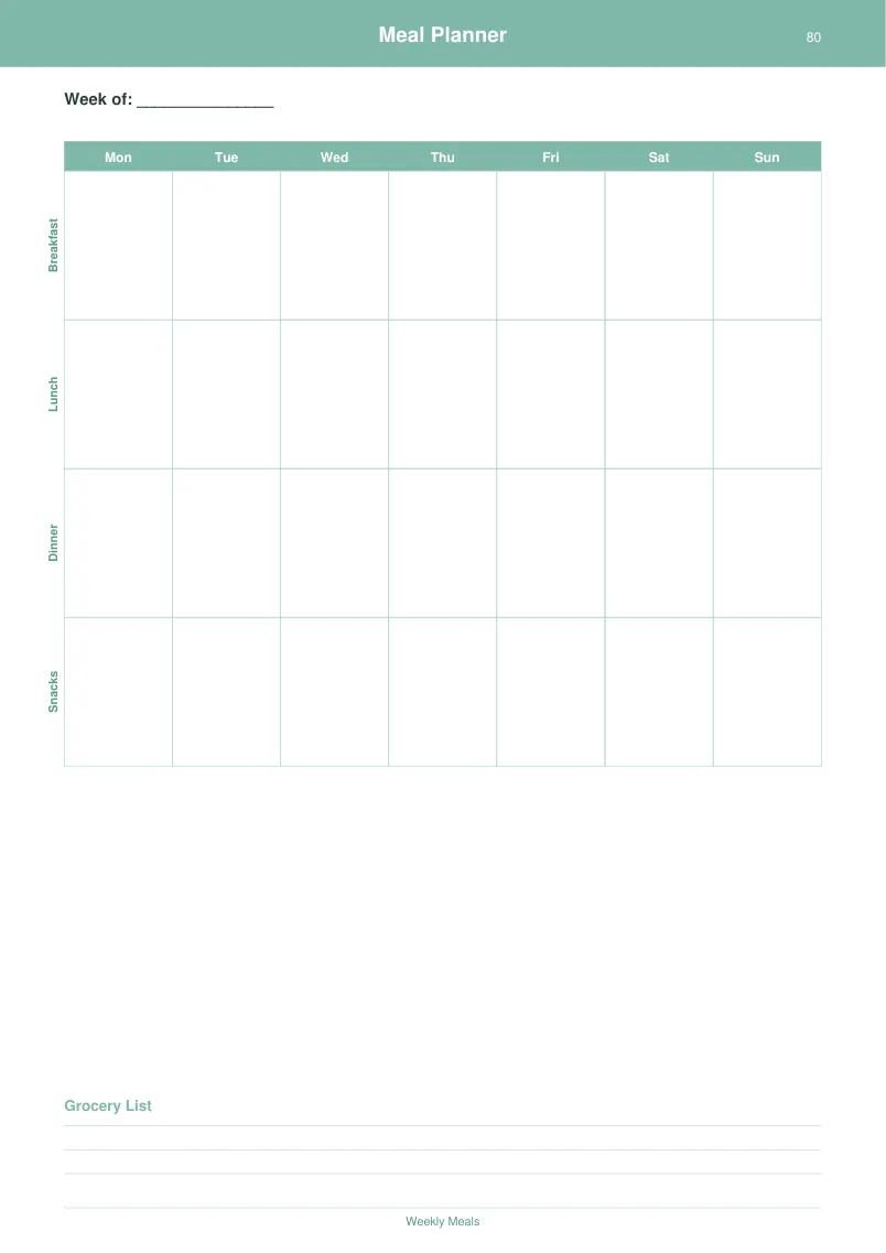 Meal Planner — Mint Fresh — page 4 preview