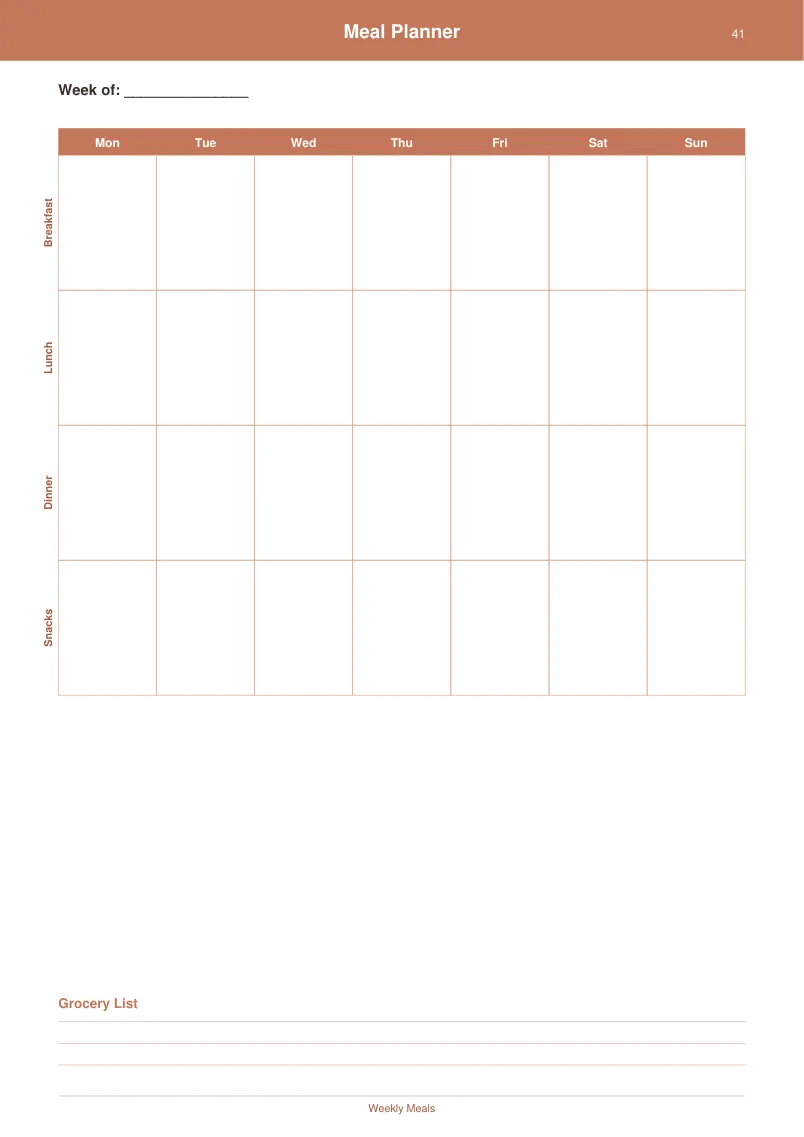 Meal Planner — Terracotta Warm — page 2 preview