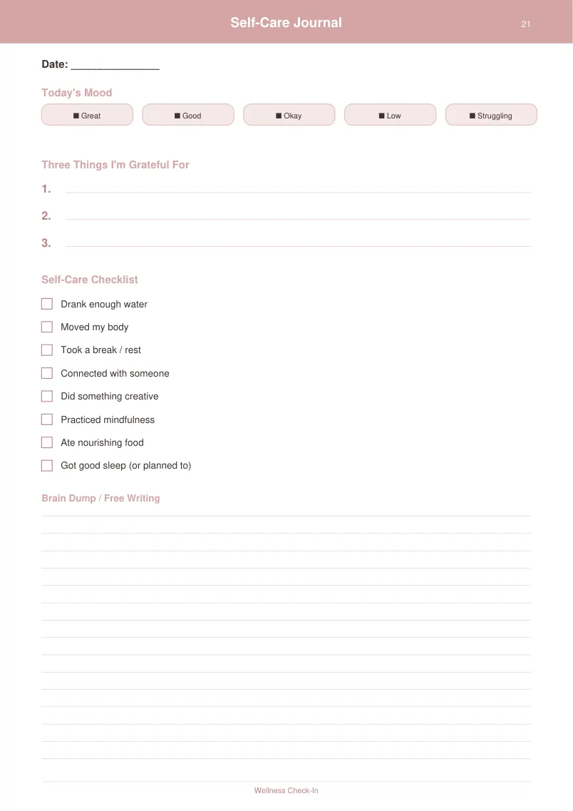 Self Care Journal — Dusty Rose — page 1 preview