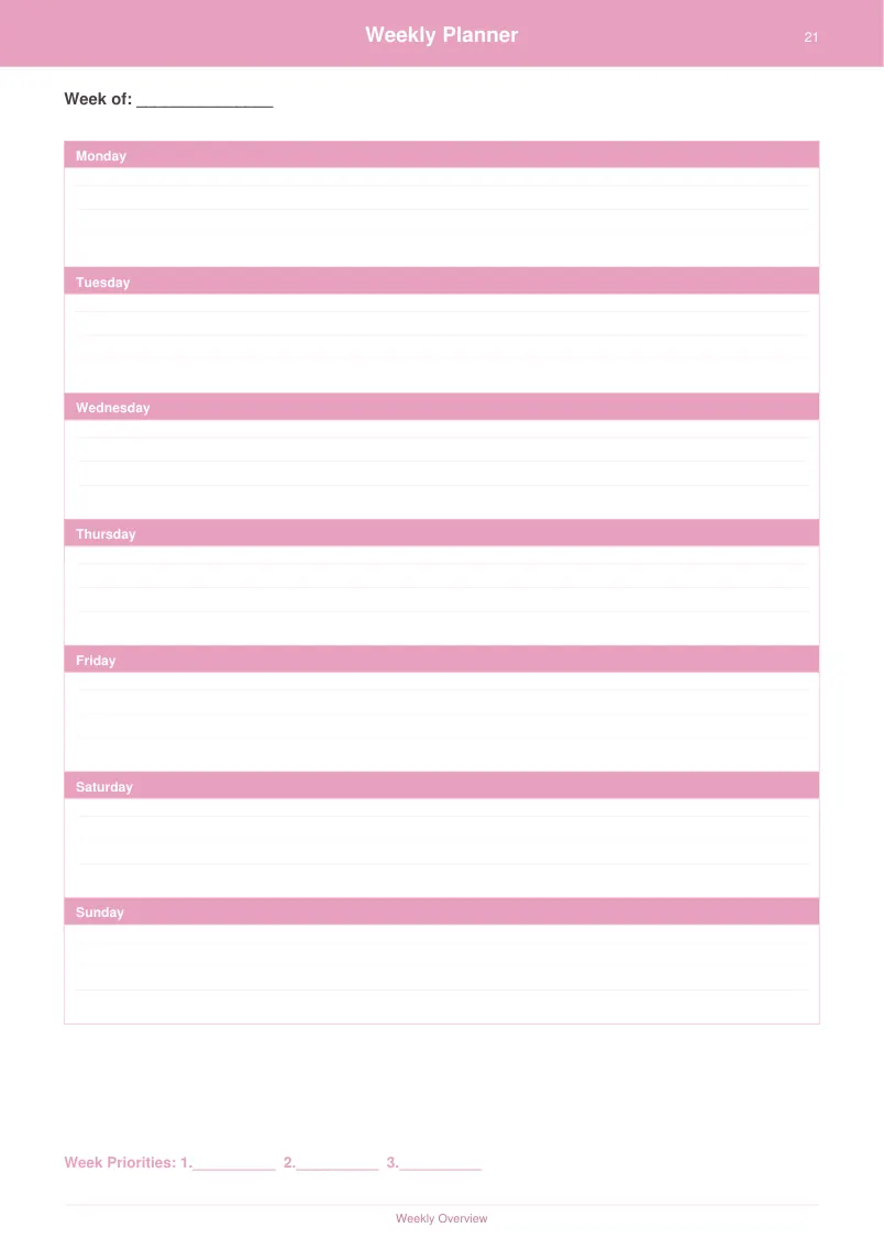 Weekly Planner — Blush Pink — page 1 preview