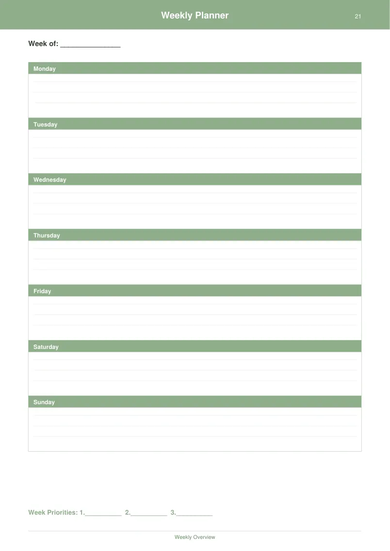 Weekly Planner — Sage Green — page 1 preview