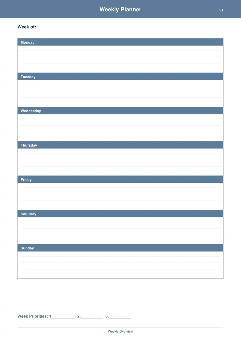 Weekly Planner — Soft Navy — page 1 preview