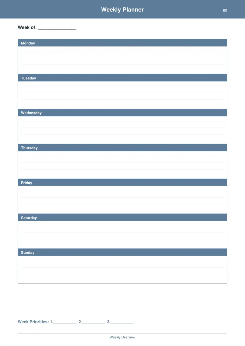 Weekly Planner — Soft Navy — page 4 preview