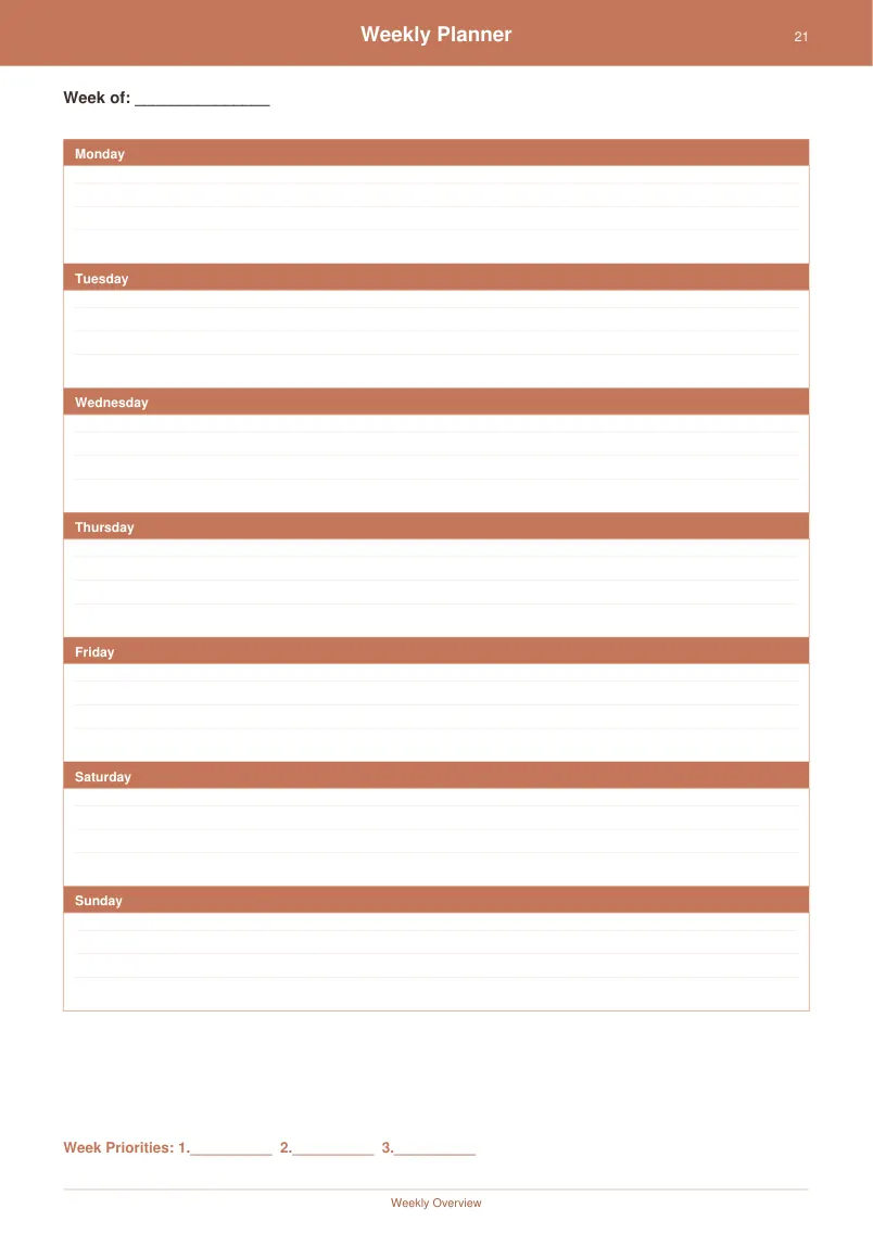 Weekly Planner — Terracotta Warm — page 1 preview