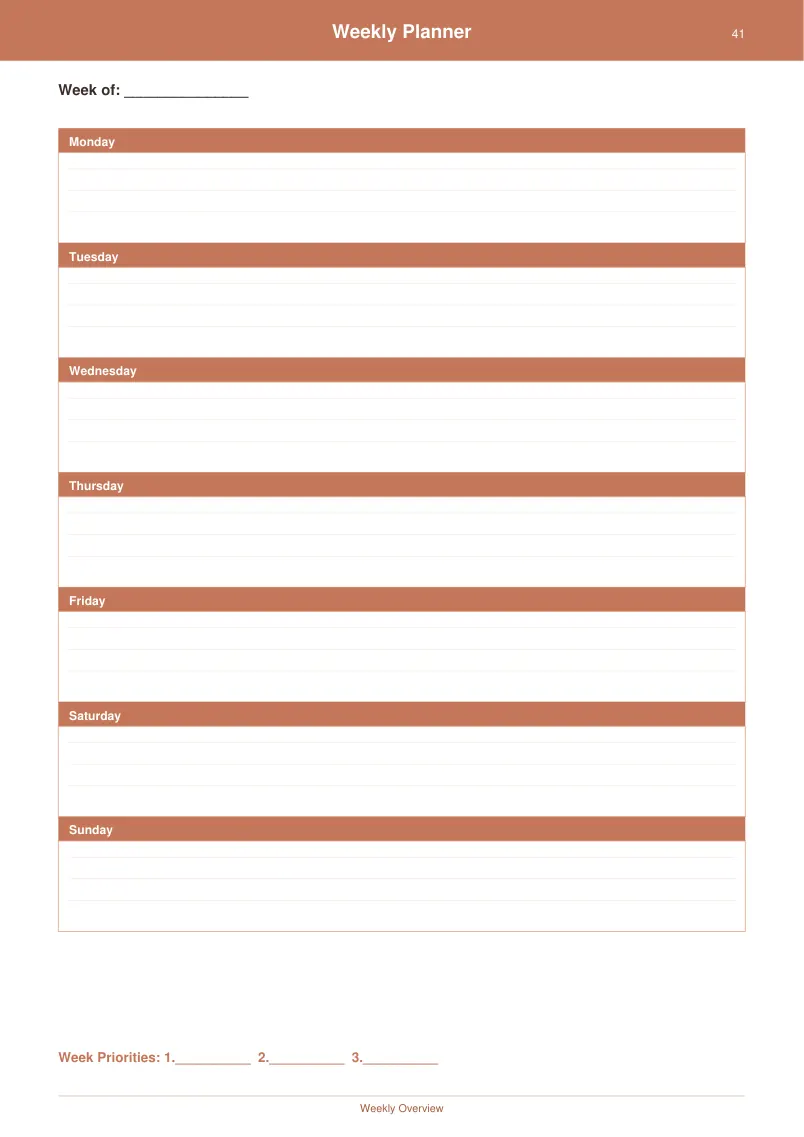 Weekly Planner — Terracotta Warm — page 2 preview