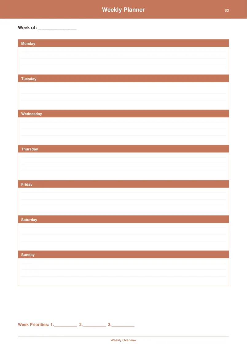 Weekly Planner — Terracotta Warm — page 4 preview